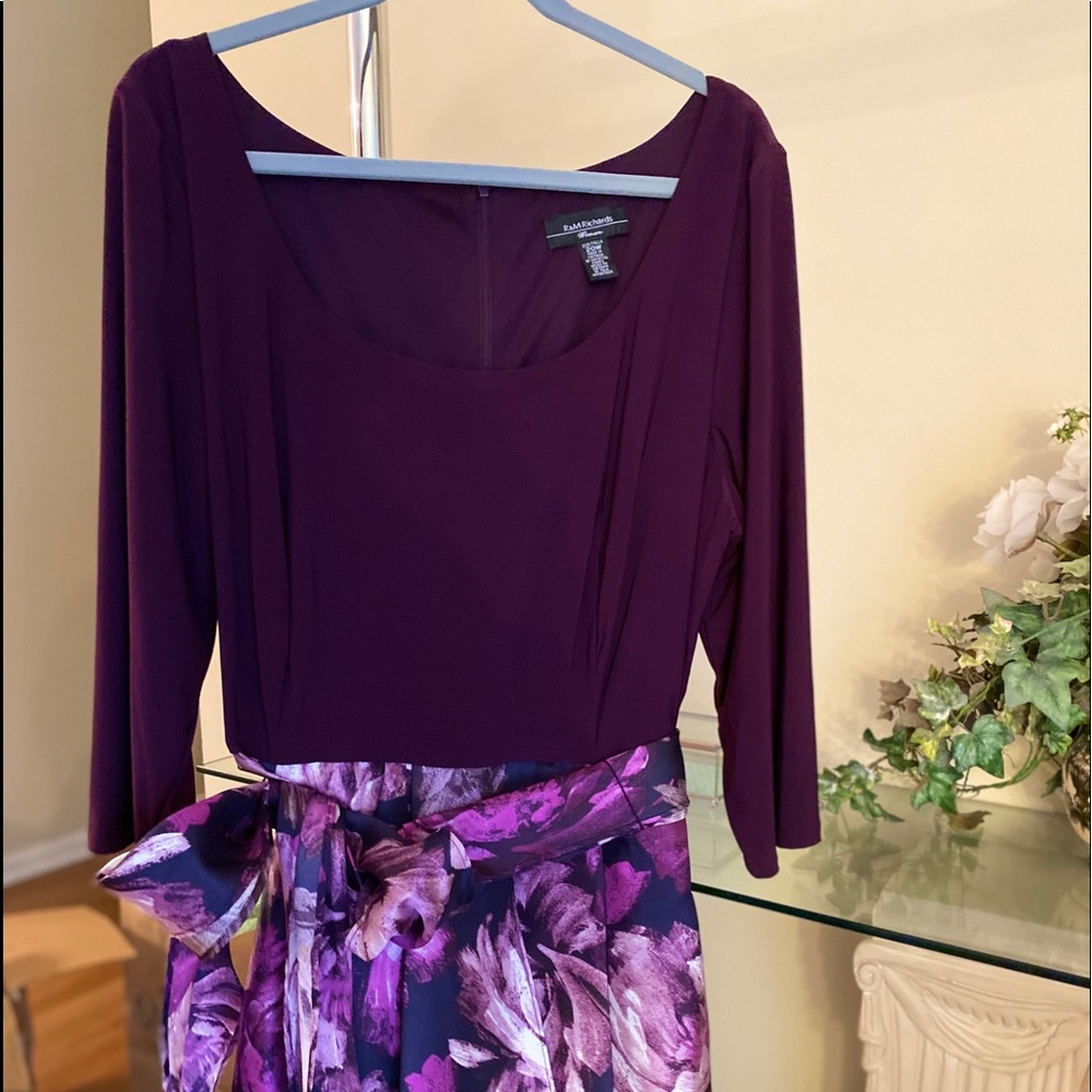 Printed High-Low 3/4 sleeve A-Line Dress